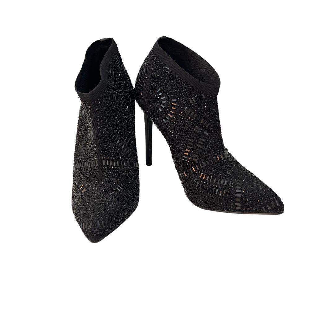 Lauren Lorraine Crystal Embellished Mesh Fabric Booties Black Size 8.5 - Picture 9 of 9